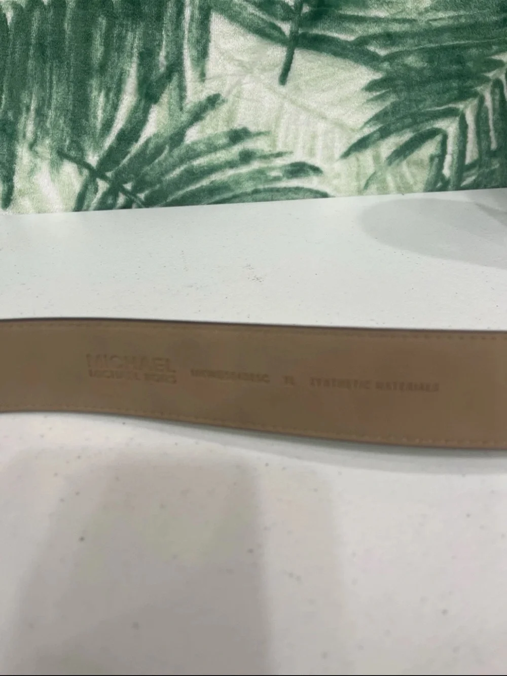Michael Kors White Textured Leather Belt with Silver Buckle